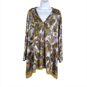 Logo Lori Goldstein Rayon‎ 230 Print Button Front Cardigan Women's 1X